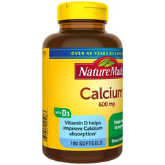 Nature Made softgels close-up with vitamin D for better calcium absorption.