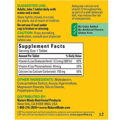 Nature Made Calcium 750 mg with D3 & K bottle in use during daily routine