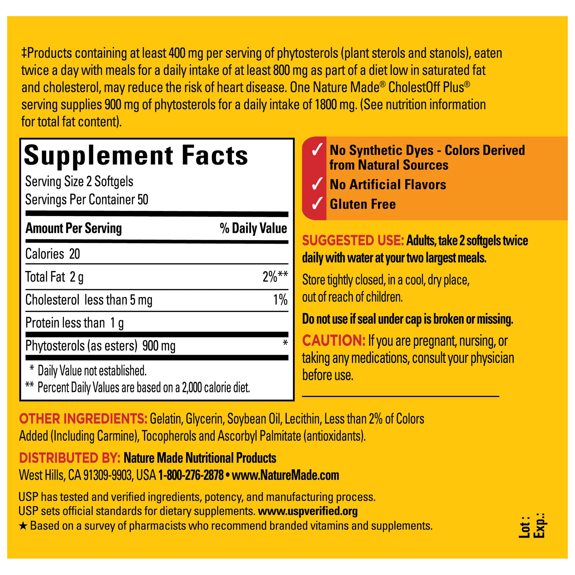 Nature Made CholestOff Plus dosage instructions image suggests twice daily use.