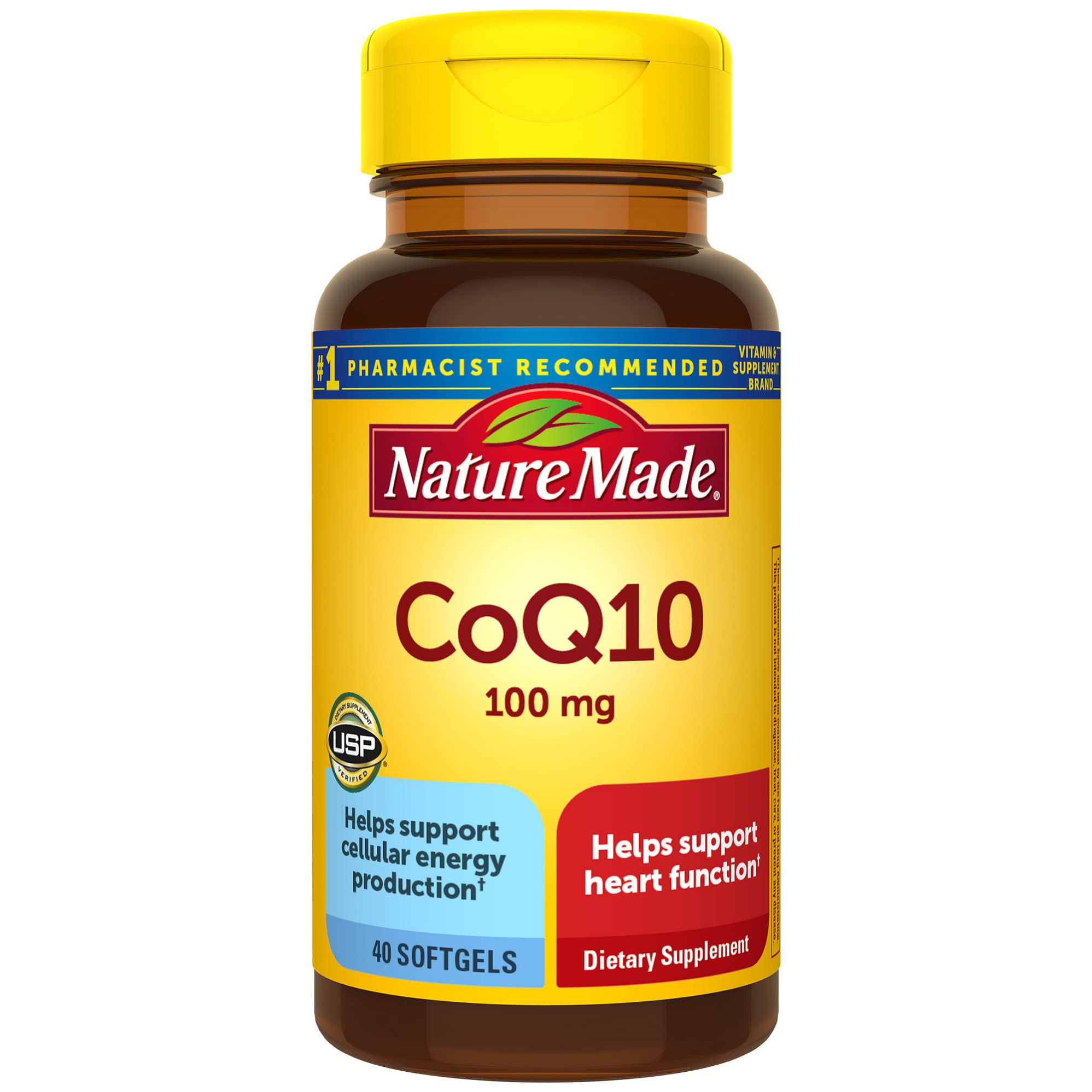 Nature Made CoQ10 100 mg softgels front image highlighting heart health support
