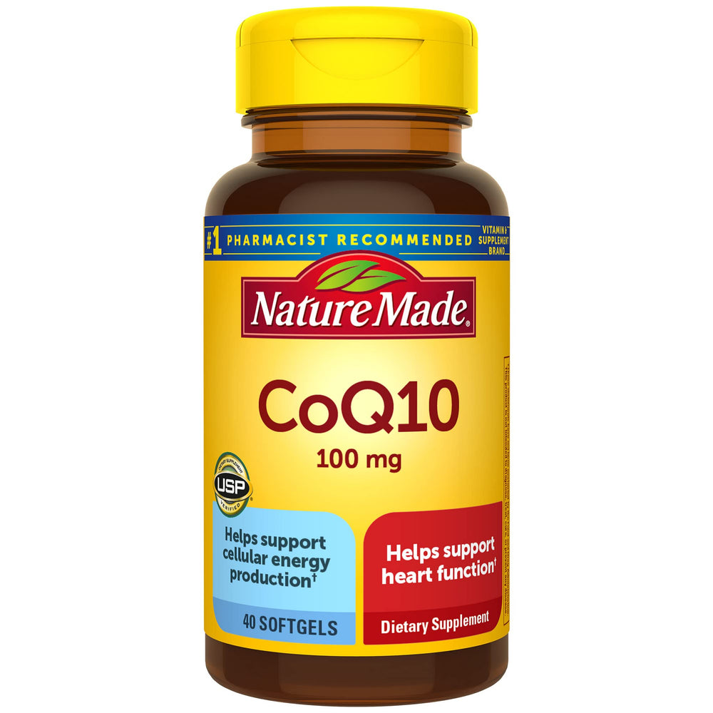 Nature Made CoQ10 100 mg softgels front image highlighting heart health support