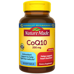 Nature Made CoQ10 200 mg softgels bottle supports daily antioxidant protection