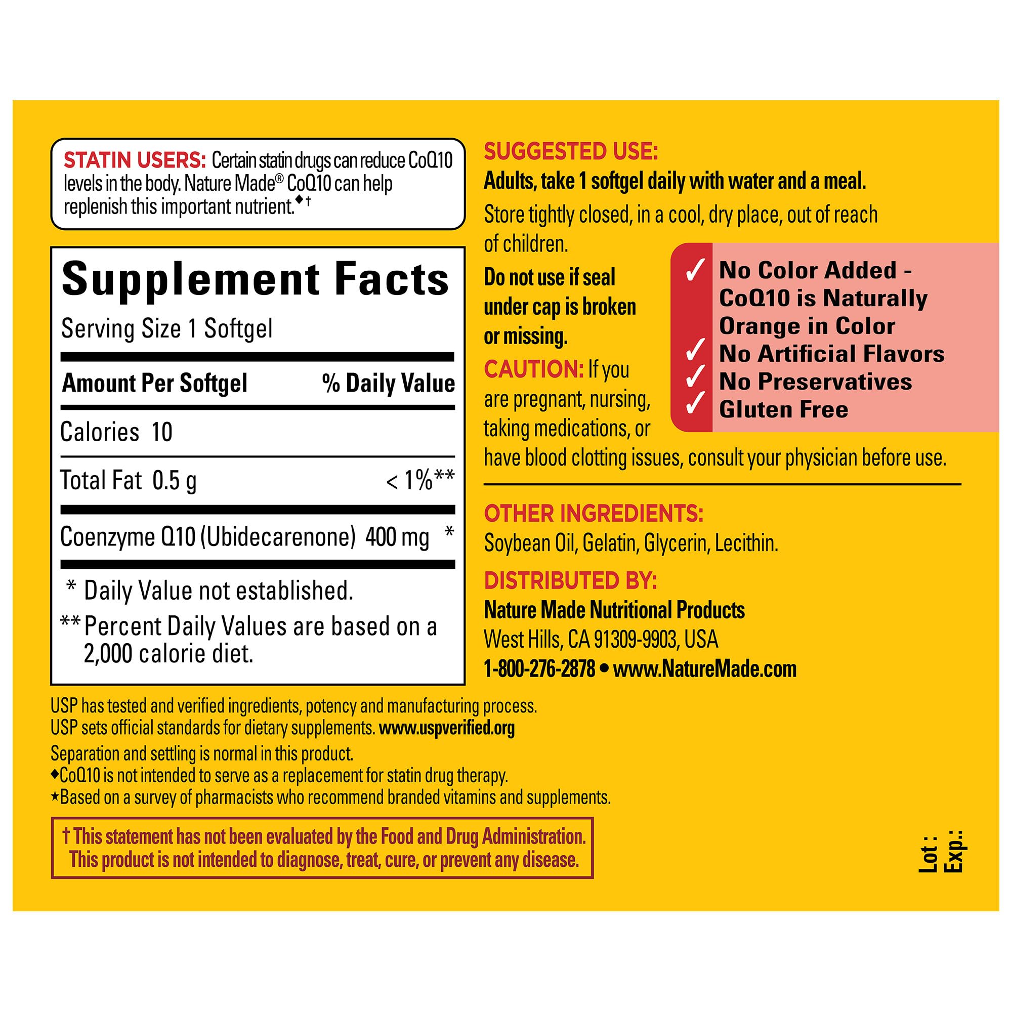 Nature Made CoQ10 label highlights 40-count bottle