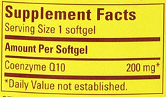 Nature Made CoQ10 label shows 200 mg per serving.