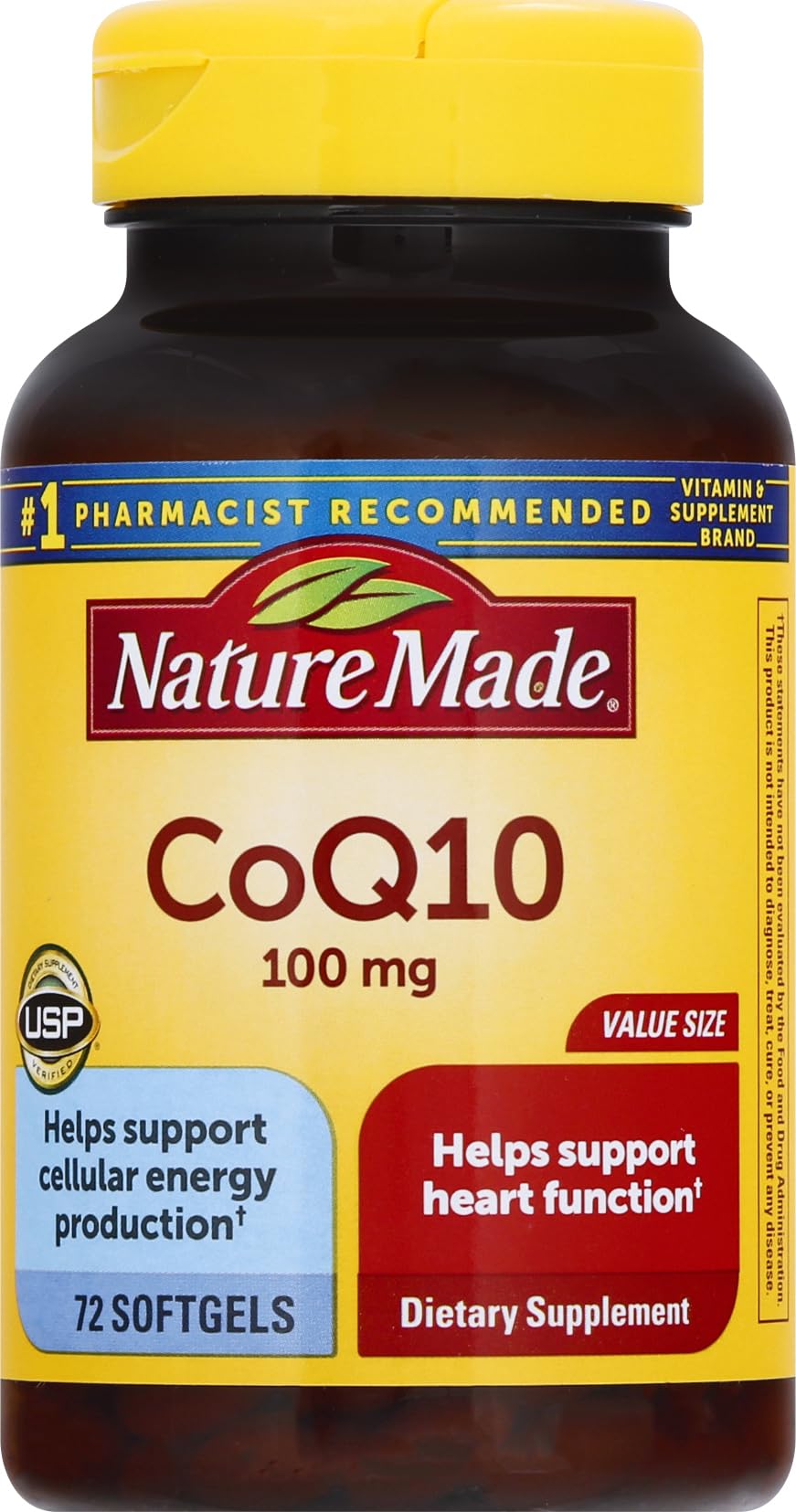 Nature Made CoQ10 softgels bottle for daily energy and heart support.