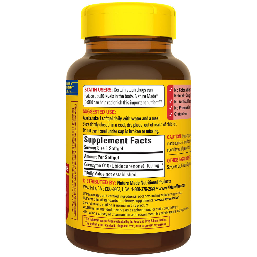Statin users may replenish CoQ10 with Nature Made daily.