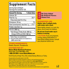 Two Nature Made Fish Oil softgels highlighting Omega-3 content for daily use