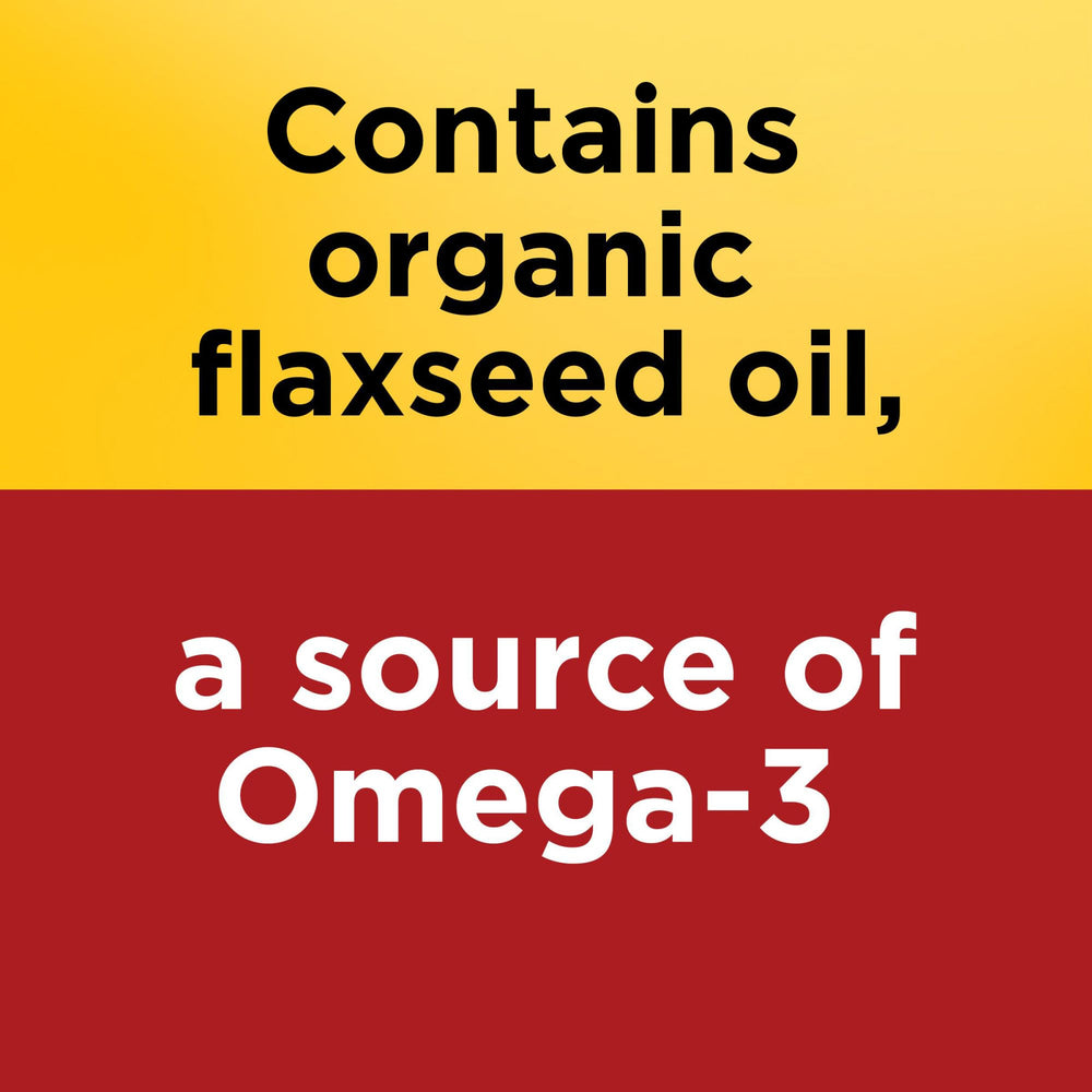 Nature Made Flaxseed Oil bottle shows gluten-free formulation for sensitive diets.