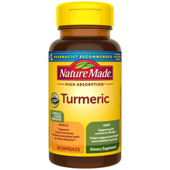 Nature Made High Absorption Turmeric Capsules bottle cap close-up for daily joint support