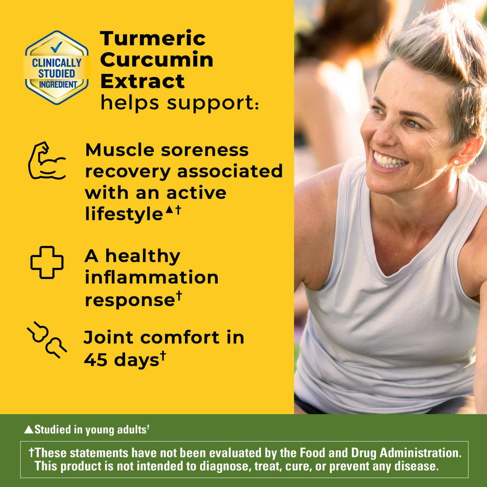 Nature Made High Absorption Turmeric Capsules front view of 30-count bottle for daily use