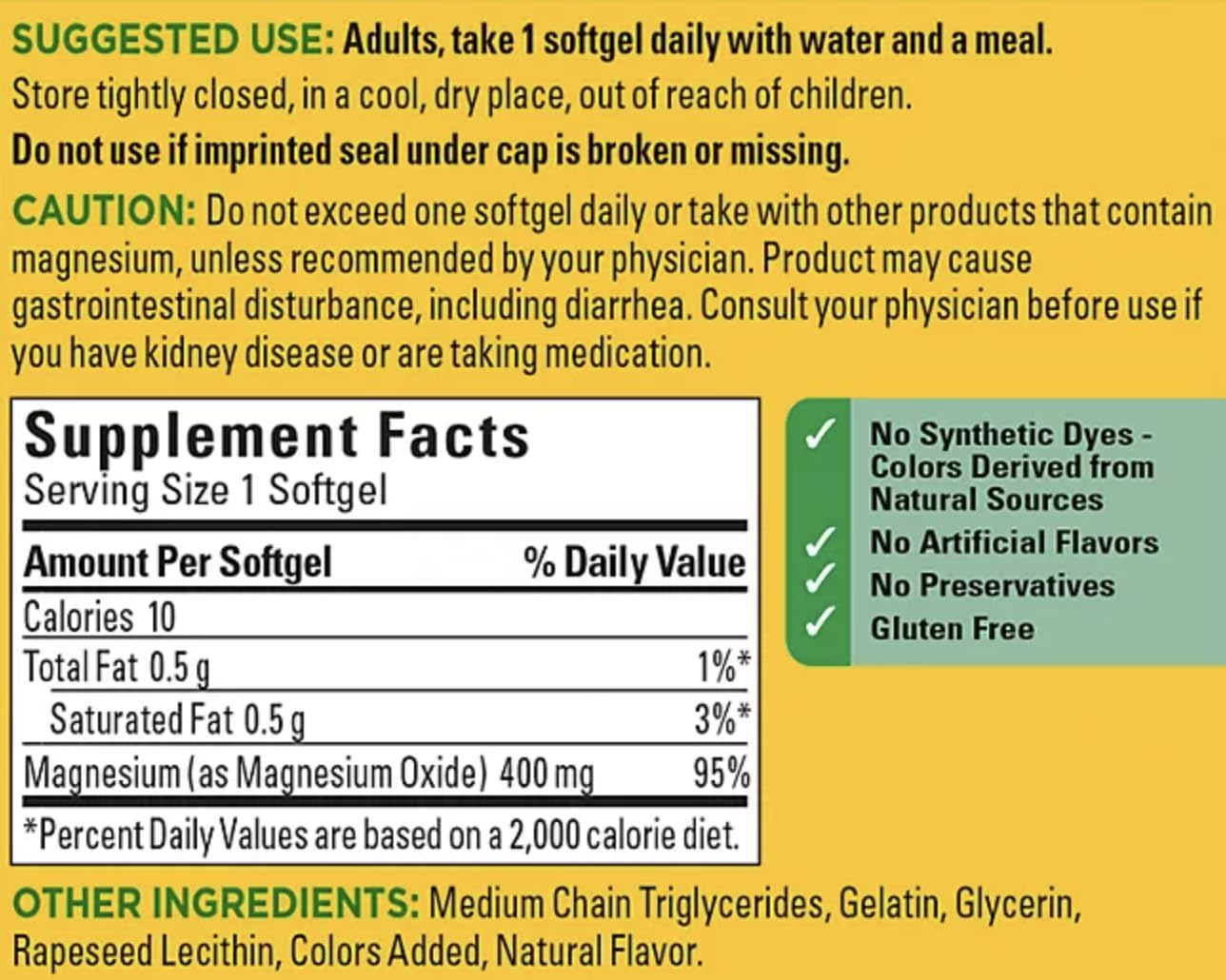 Nature Made High Potency Magnesium 400 mg pack two display highlights convenience.