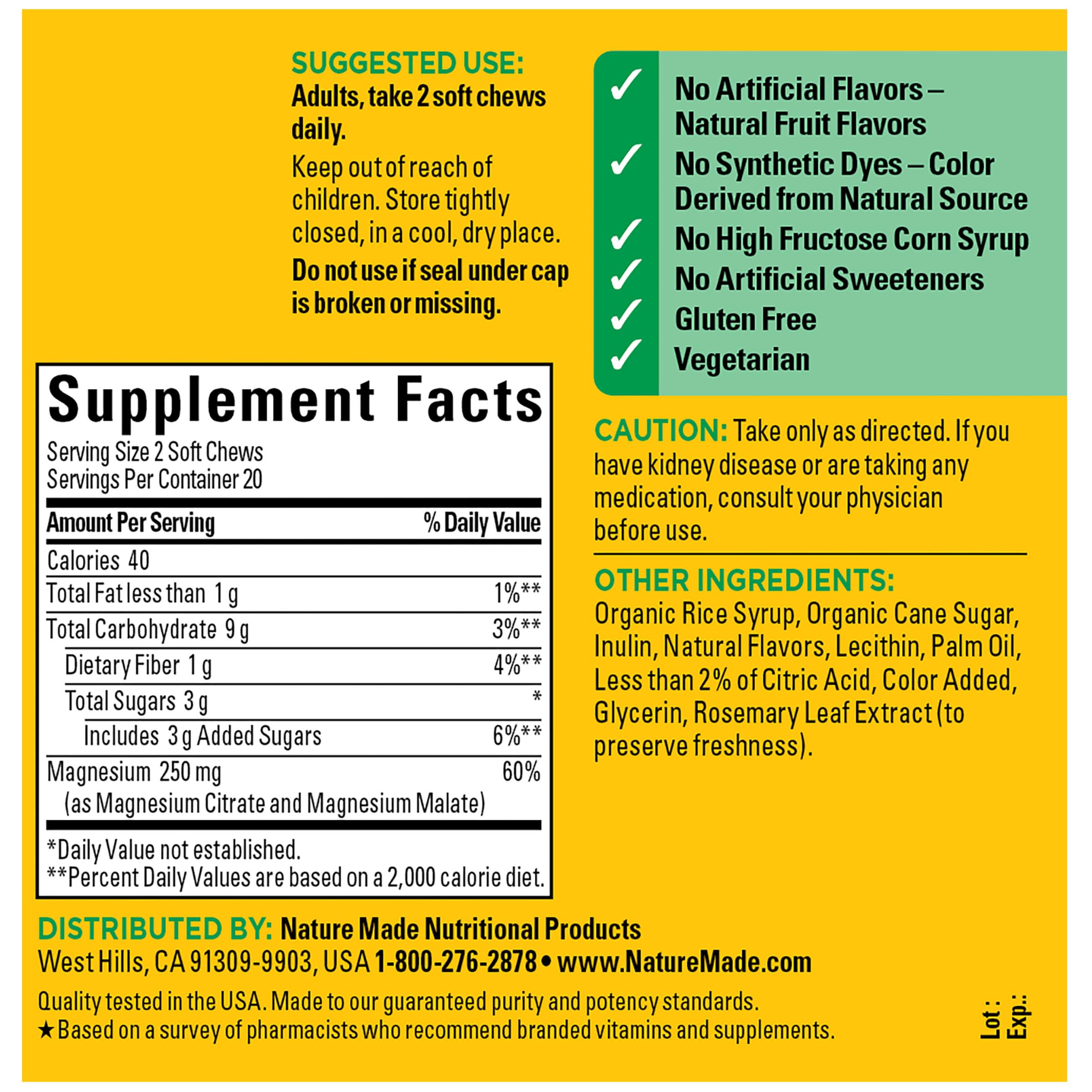 Nature Made Magnesium Citrate Malate 2-in-1 blend image highlights enhanced absorption