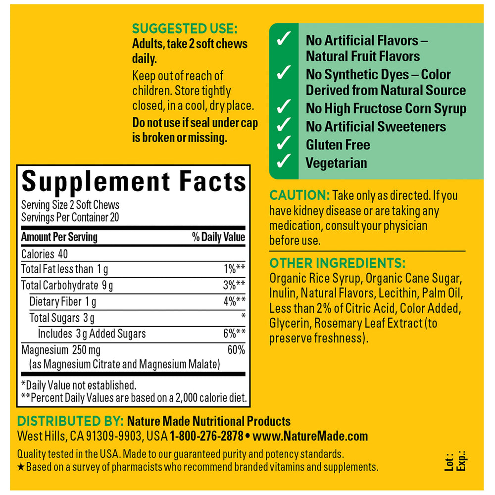 Nature Made Magnesium Citrate Malate 2-in-1 blend image highlights enhanced absorption