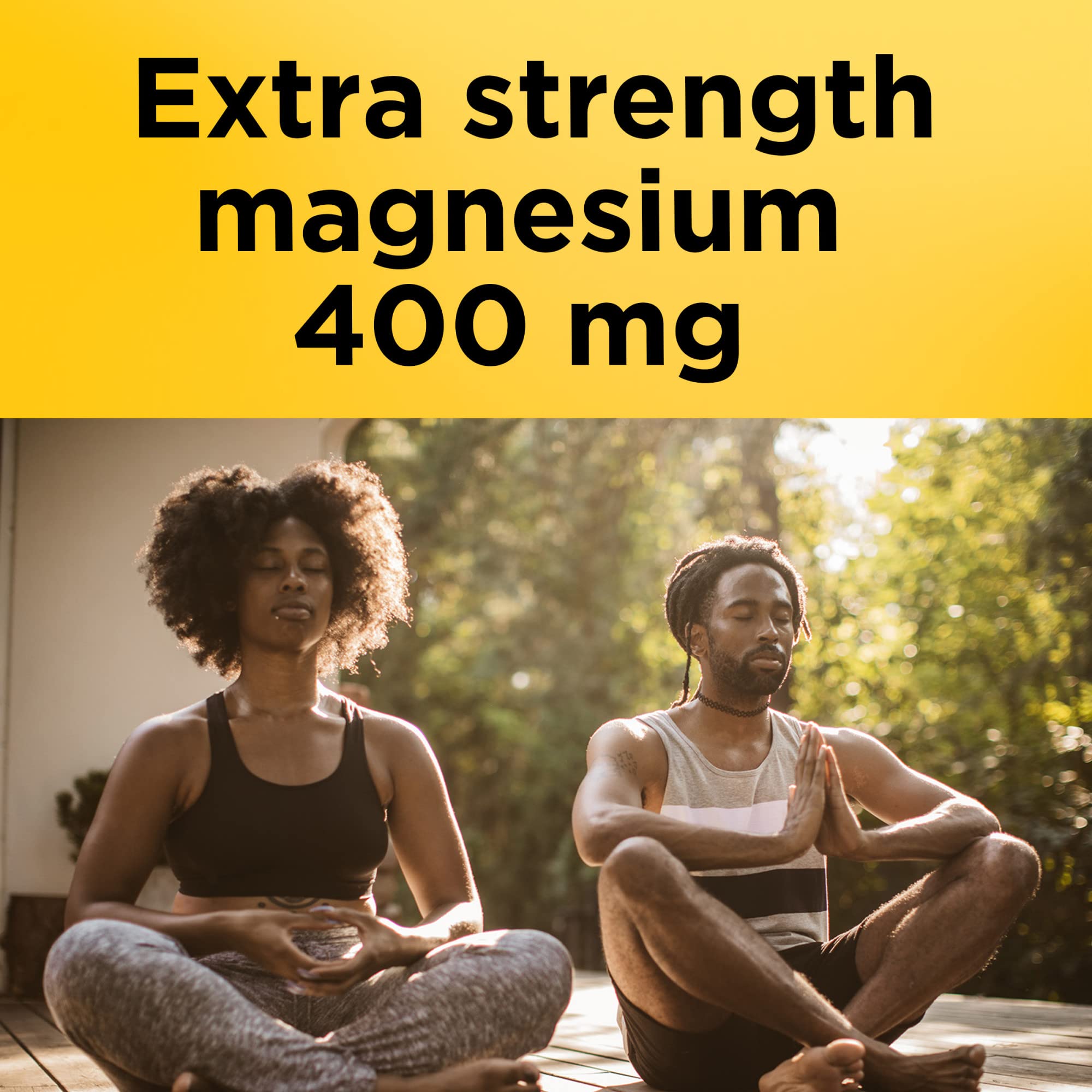 Nature Made Magnesium Oxide 400 mg label on packaging emphasizing gluten-free ingredients.