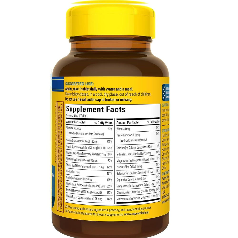 Nature Made Multi for Him 50+ capsules close-up iron-free formula
