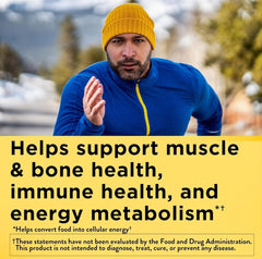 Nature Made Multivitamin for Him tablets close-up, iron-free formula for heart health