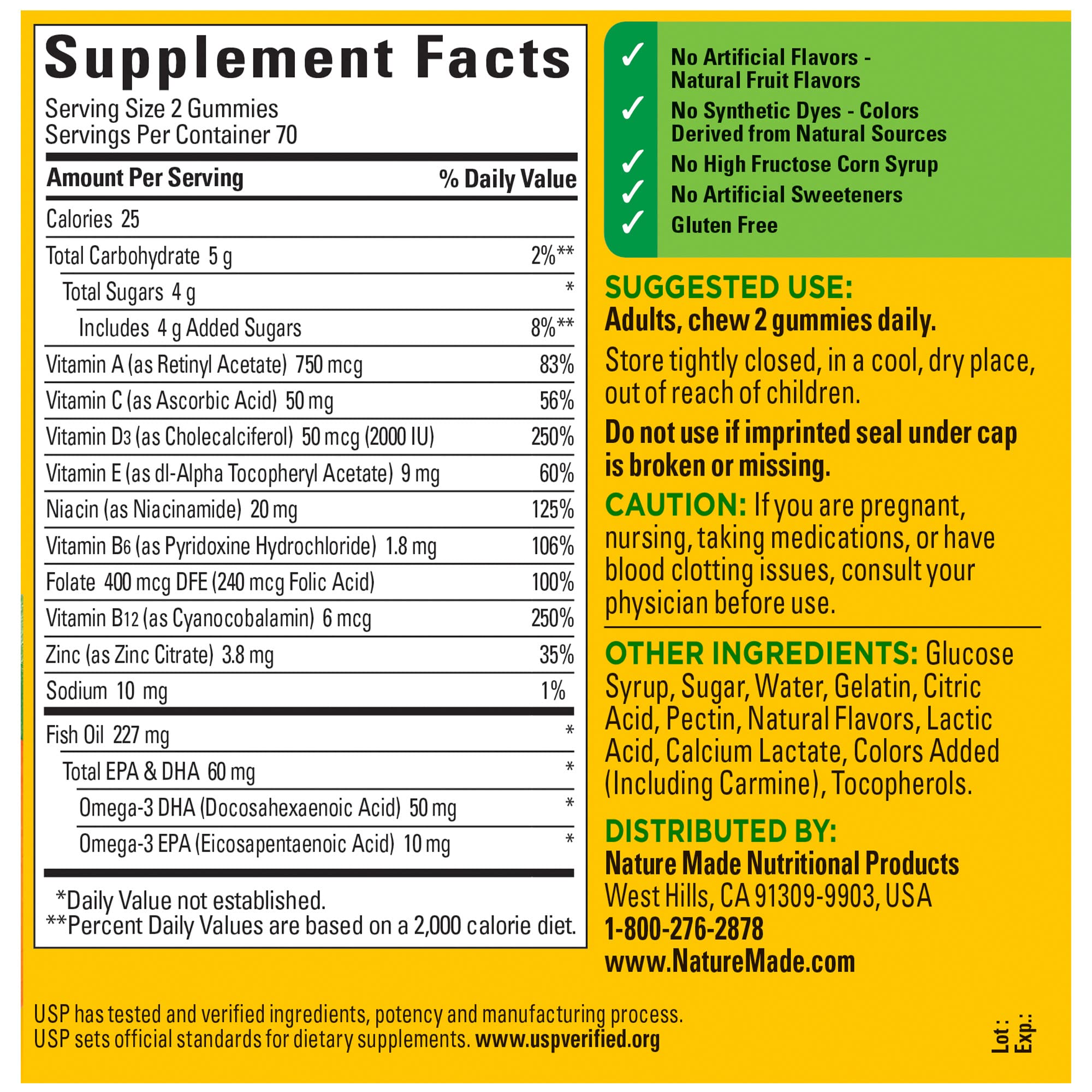 Nature Made gummies serving-two image highlights recommended daily intake for wellness support