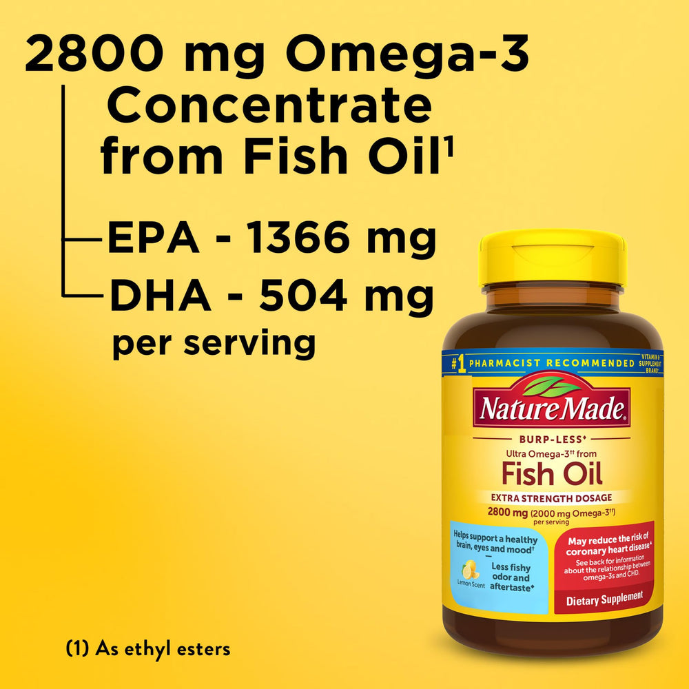 Purified Nature Made Omega-3 image highlighting contaminant removal for safer daily use.