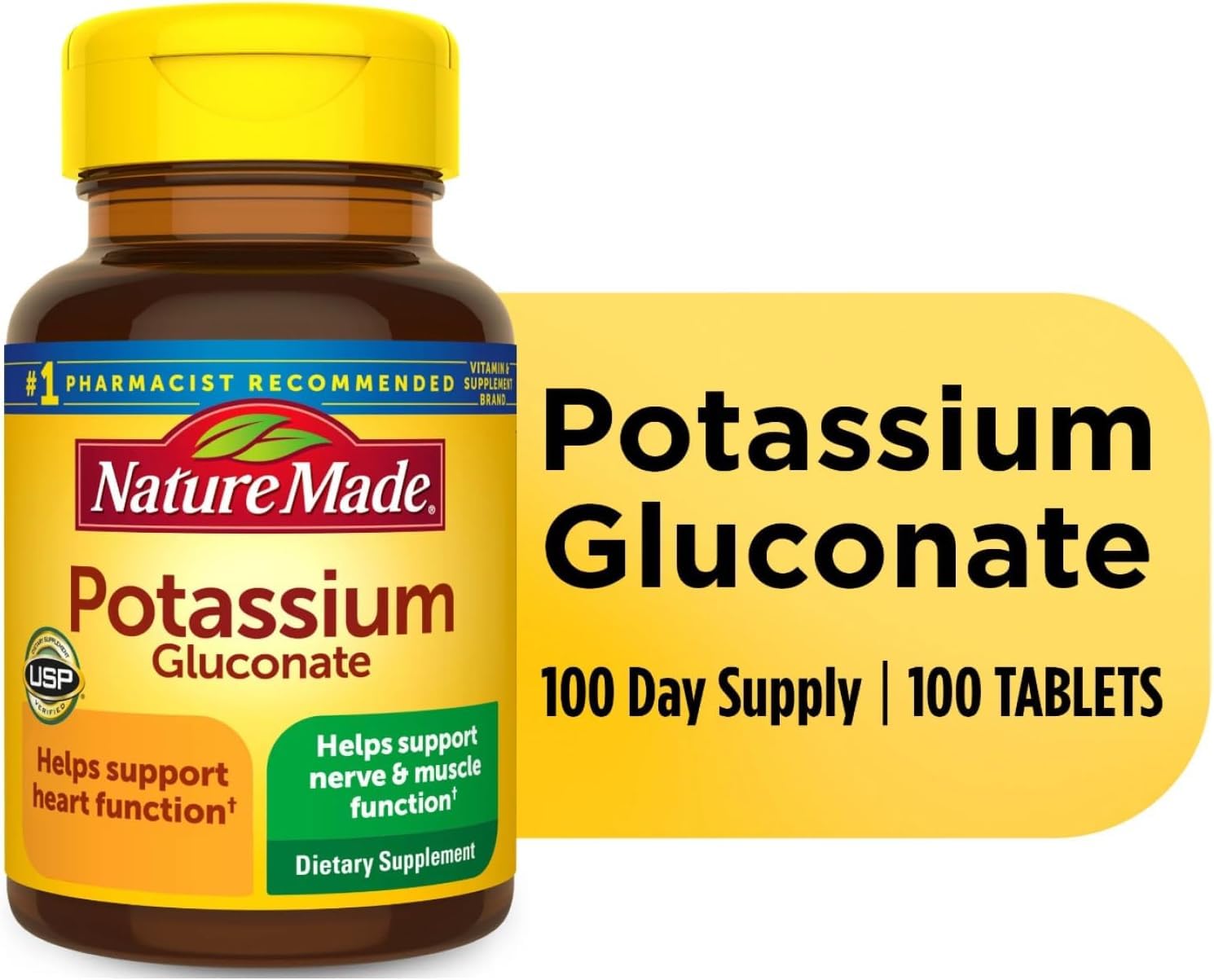 Nature Made Potassium Gluconate 550mg blister pack close-up highlighting convenient packaging
