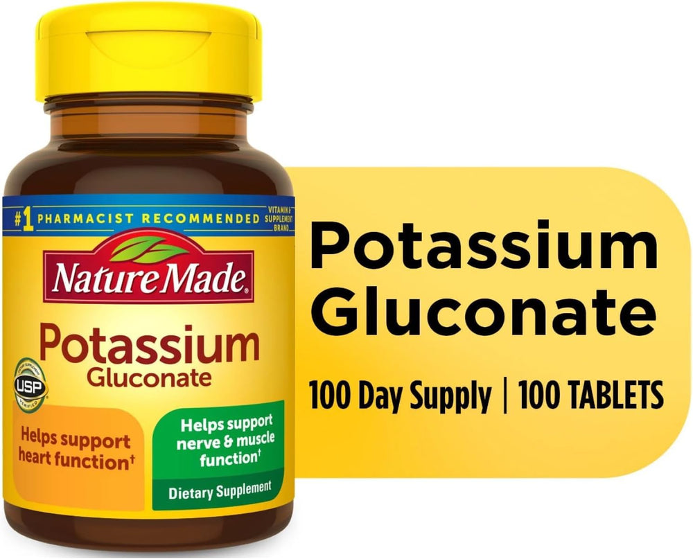 Nature Made Potassium Gluconate 550mg blister pack close-up highlighting convenient packaging