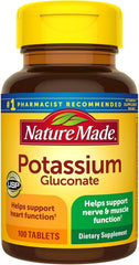 Nature Made Potassium Gluconate 550mg bottle front highlighting electrolyte support for daily wellness