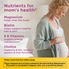 Nature Made Prenatal DHA softgels highlighting DHA for baby's brain and eye development.