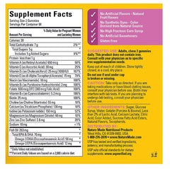Nature Made Prenatal Gummies DHA label emphasizes DHA for fetal brain and eye support.
