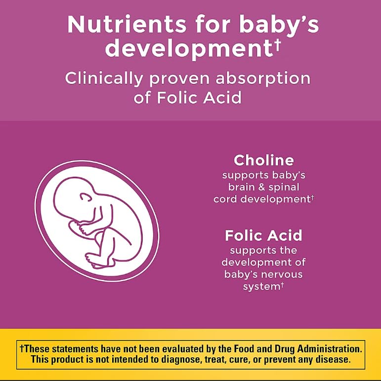 Nature Made Prenatal Gummies folic acid ingredient close-up for essential prenatal nutrients.