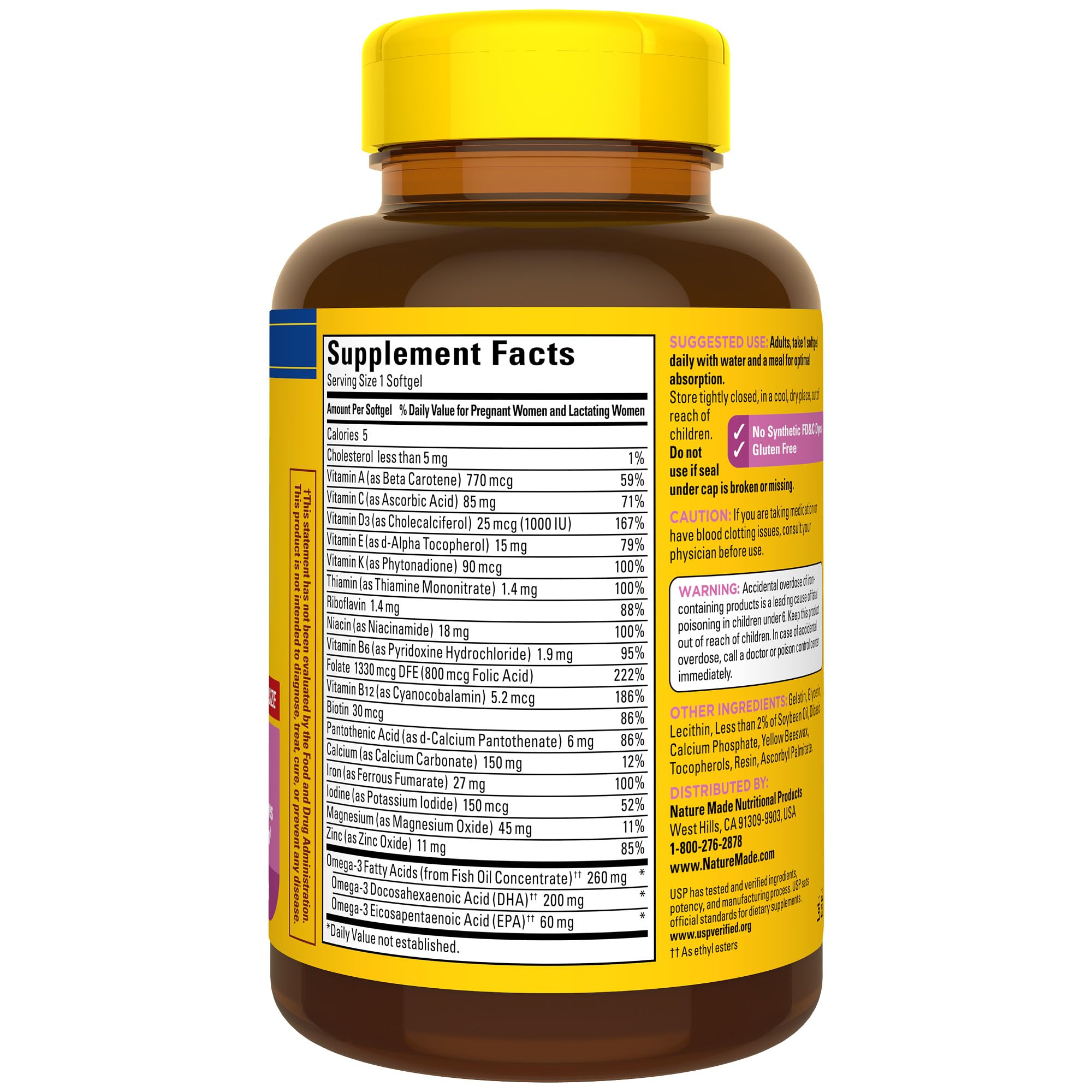 Nature Made Prenatal orange-scent softgels promote pleasant daily routines
