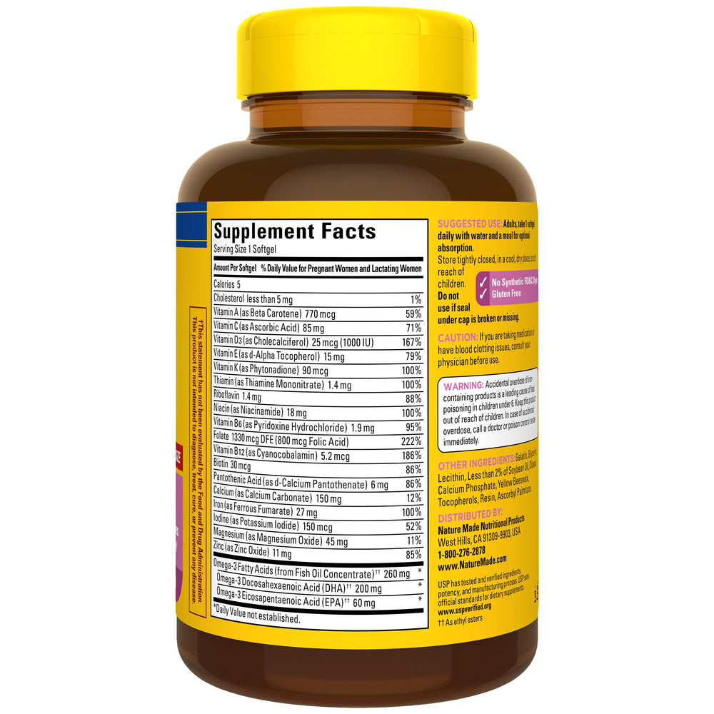 Nature Made Prenatal orange-scent softgels promote pleasant daily routines