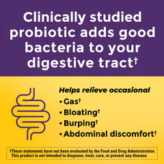 Two gummies serving image emphasizes easy daily intake for digestive comfort by Nature Made