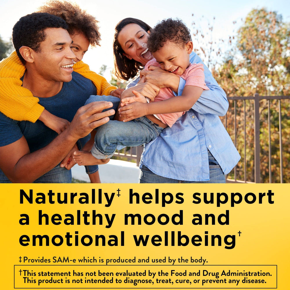 Nature Made SAM-e 200 mg Complete label emphasizes gluten-free formula and no artificial flavors.