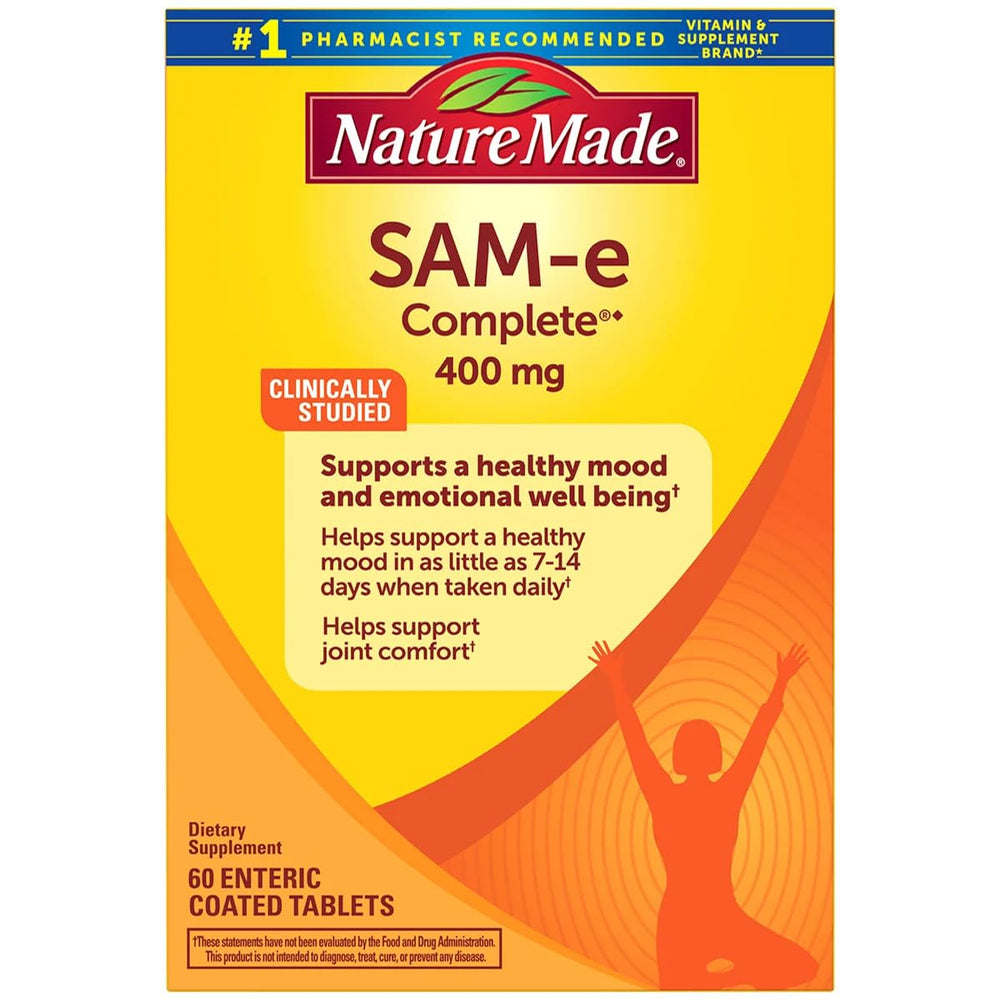 Nature Made SAM-e Complete 400 mg bottle with front label, ideal for daily use.