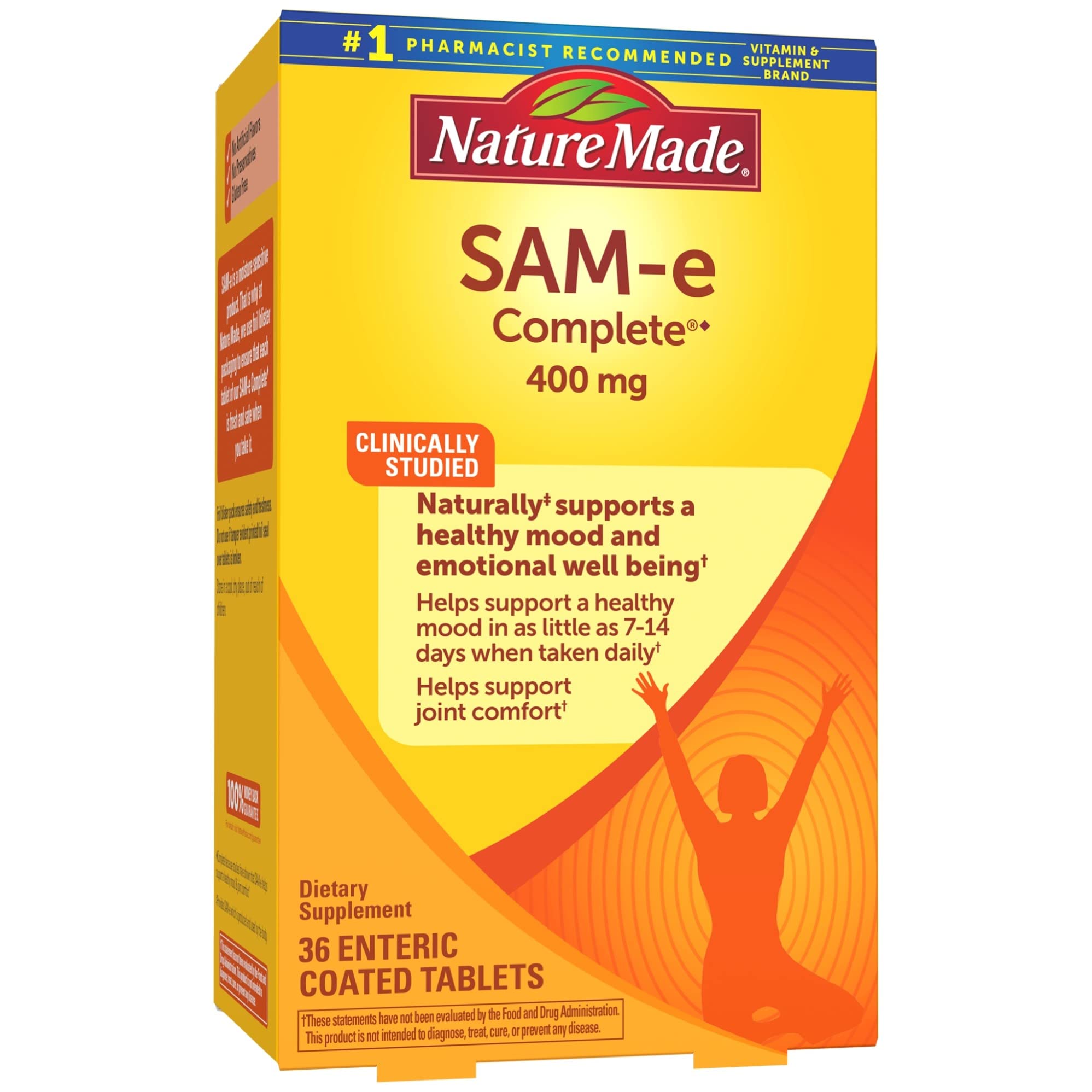 Nature Made SAM-e Complete 400 mg bottle front, mood support.