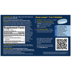 Nature Made Sleep Longer bottle closeup emphasizes time-release melatonin design