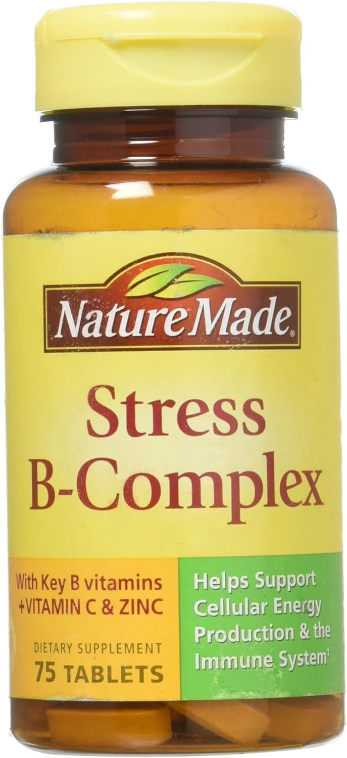 Nature Made Stress B Complex with Zinc bottle and tablets for daily immune support