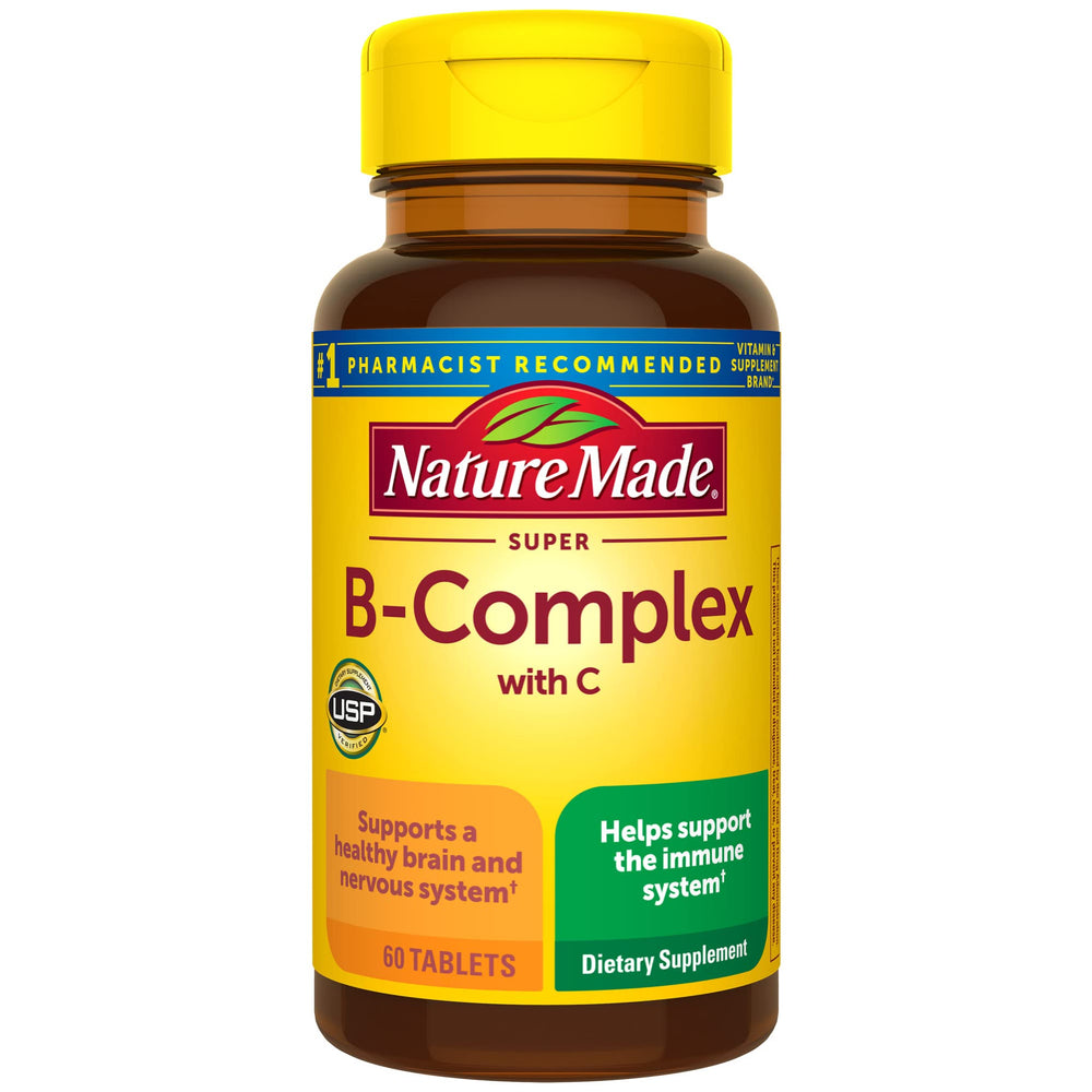 Nature Made Super B Complex bottle highlights energy-support formulation for daily wellness