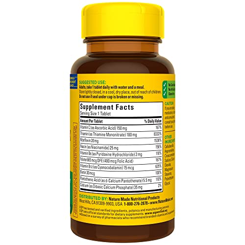 Nature Made Super B Complex with bottle and spoon conveys easy daily dosing