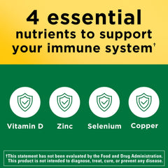 Nature Made Super D Immune Complex ingredient panel with D3, zinc, selenium, and copper.