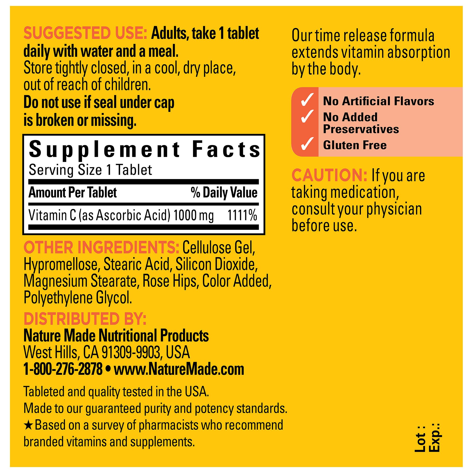 Close-up of time-release bottle emphasizing extended absorption