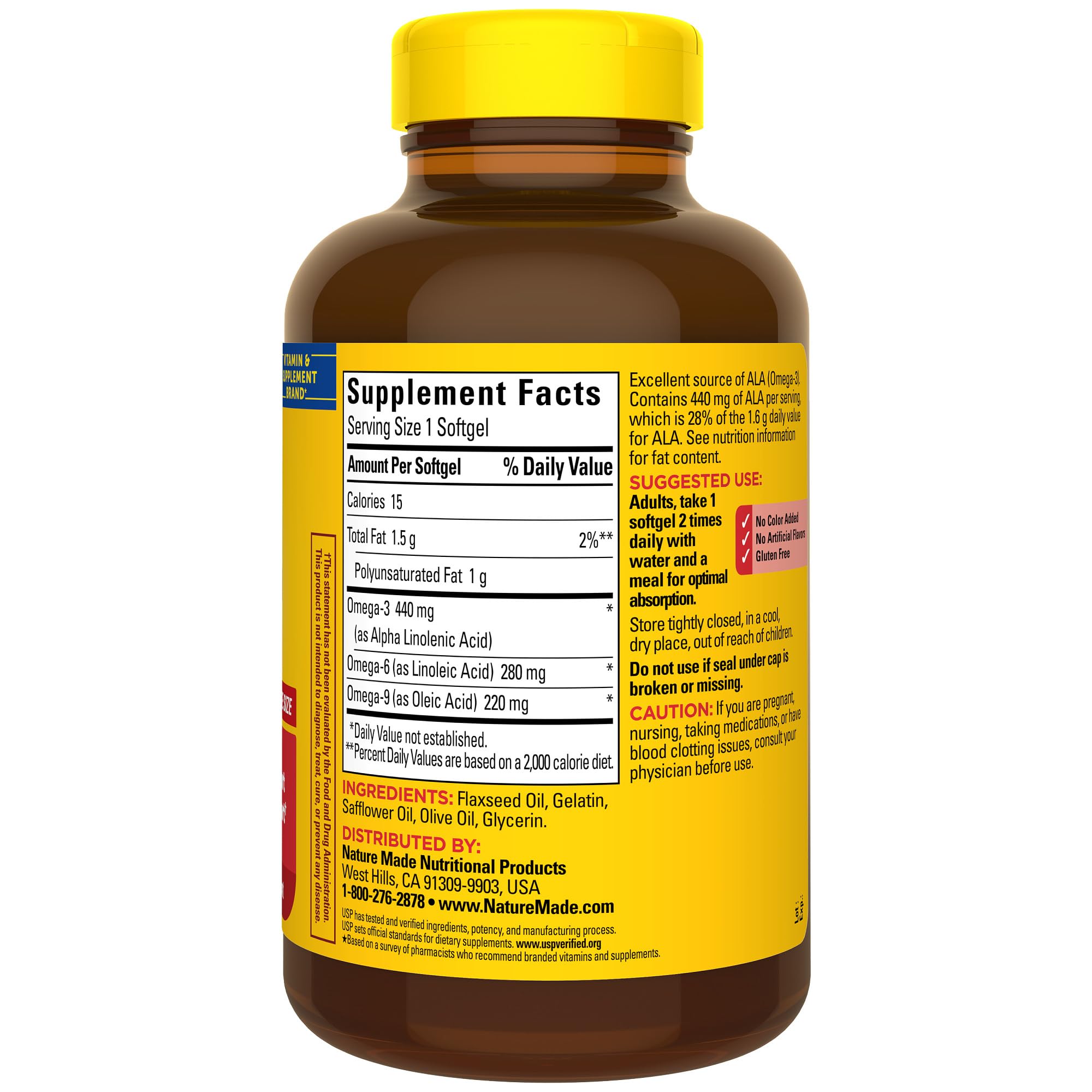 Nature Made softgels angle view with compact bottle design.