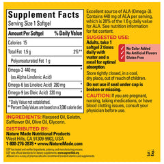 Nature Made Triple Omega 3-6-9 label closeup shows primary oil sources.