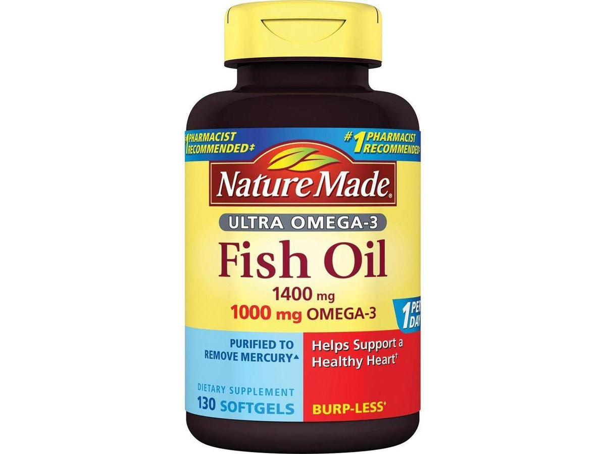 Nature Made Ultra Omega-3 burpless fish oil softgels bottle for heart-healthy omega-3 supplementation