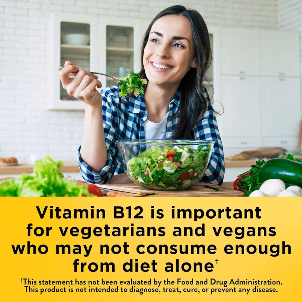 Nature Made Vitamin B-12 1000 mcg 150-day supply per bottle supports long-term use.