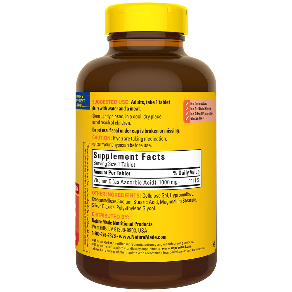 Nature Made Vitamin C 1000 mg package on counter suggests simple daily routine.