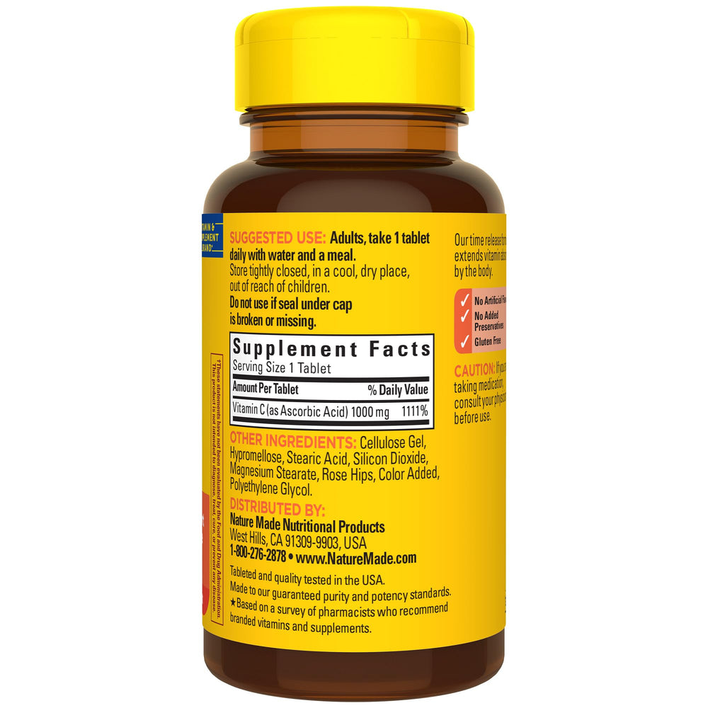 Nature Made Vitamin C bottle with water for easy daily intake