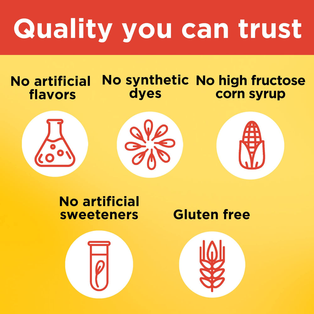 Nature Made Vitamin C Gummies no-artificial-flavors-dyes label communicates clean ingredients.