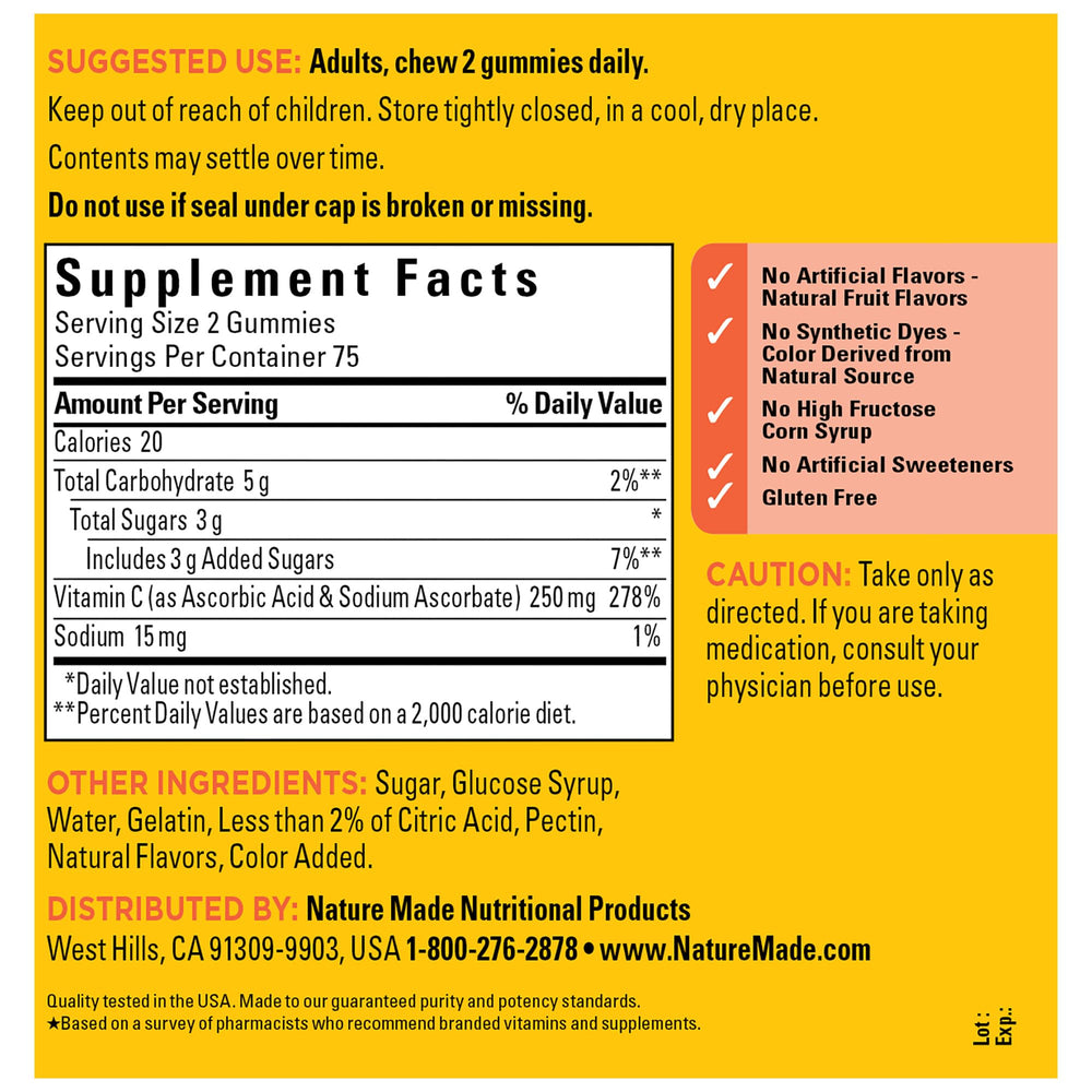Nature Made Vitamin C Gummies on-the-go pack highlights portable immune support.