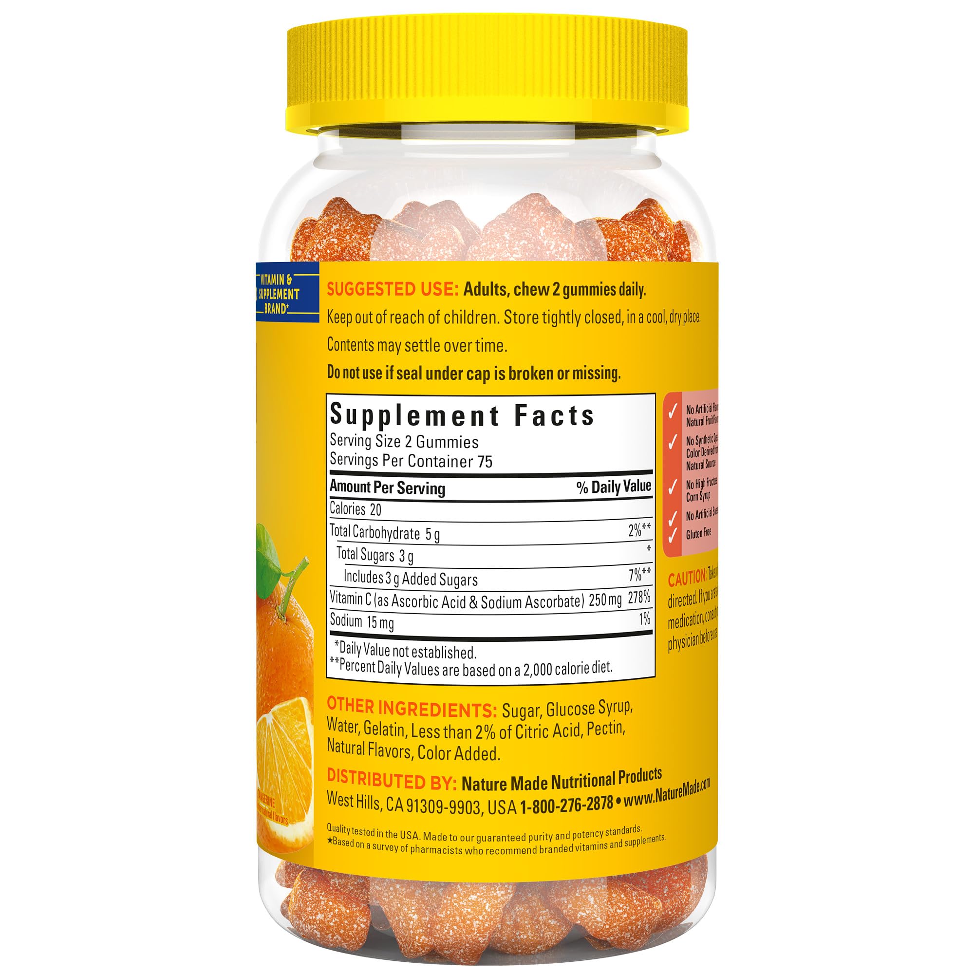 Nature Made Vitamin C Gummies packaging on shelf conveys trust and a 75-day supply.
