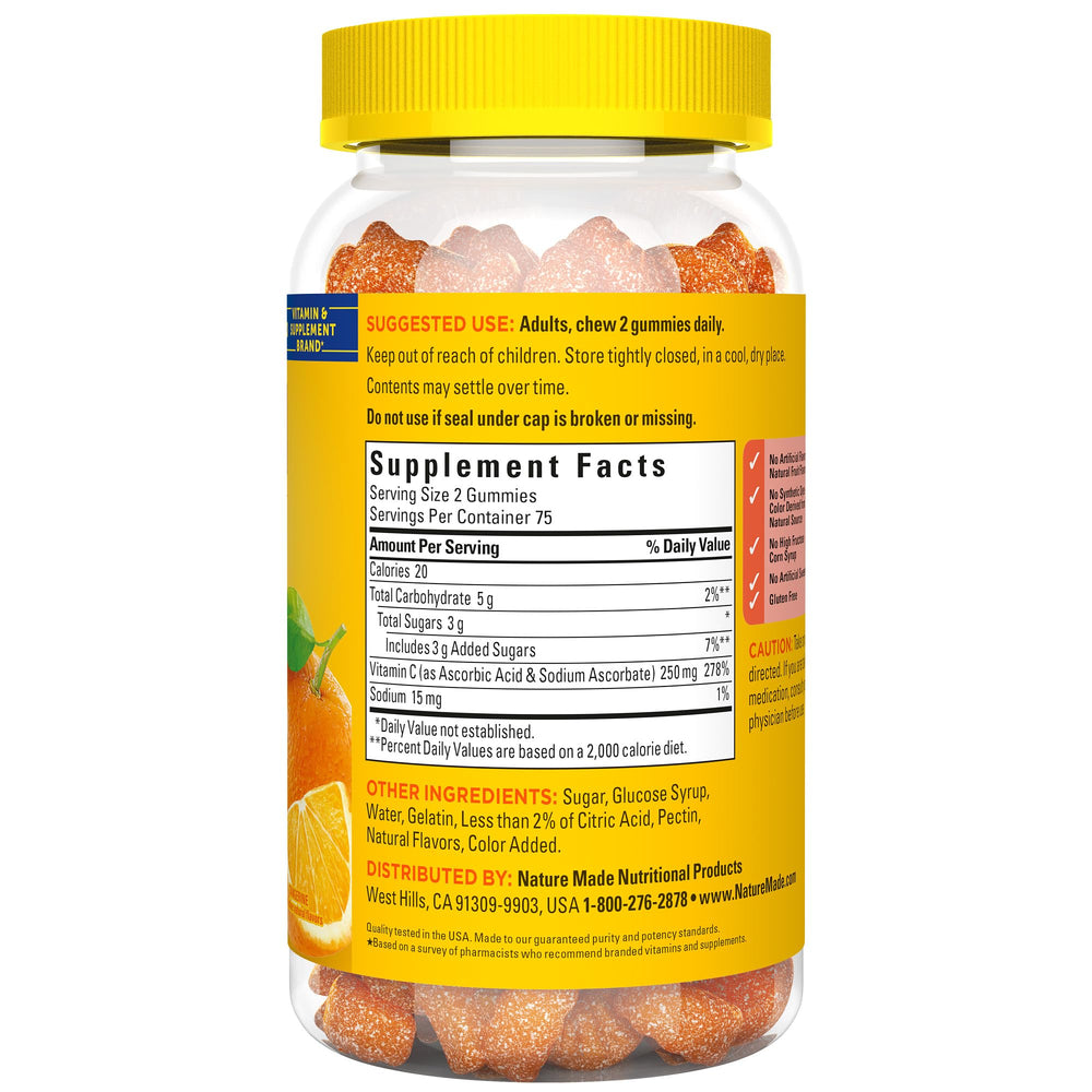 Nature Made Vitamin C Gummies packaging on shelf conveys trust and a 75-day supply.